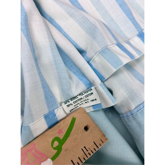 Vintage Blue Striped King Flat Sheet - Picture 5 of 7